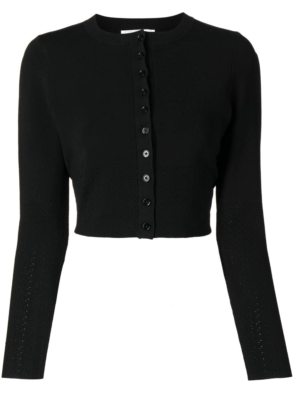cropped pointelle-detail cardigan - 1