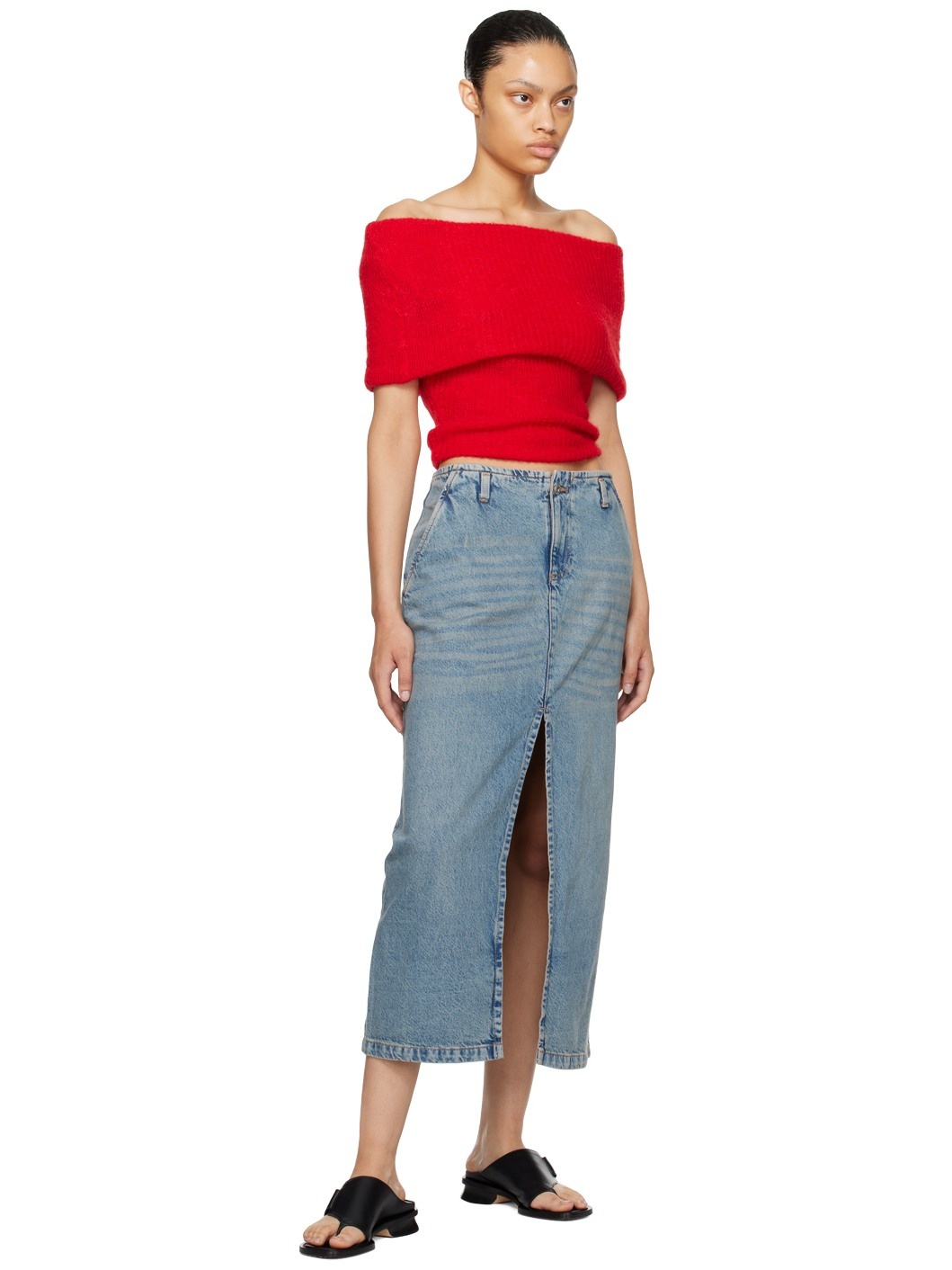 Blue Leslie Denim Midi Skirt - 4