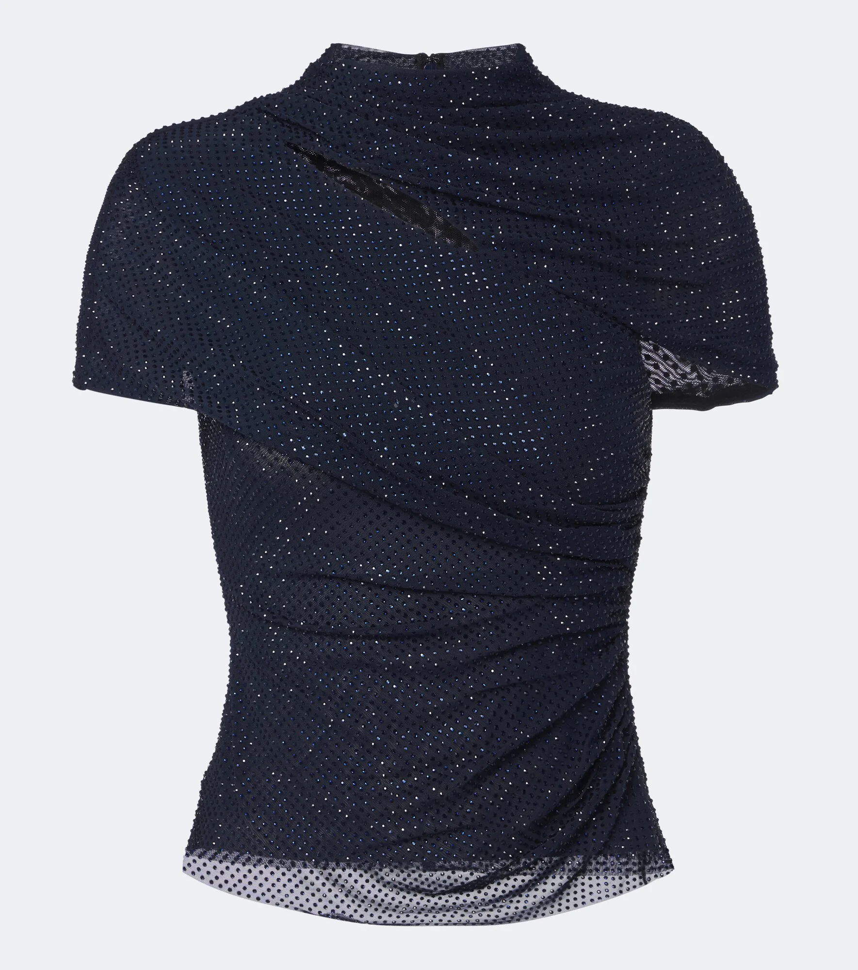 Cutout embellished mesh top - 1