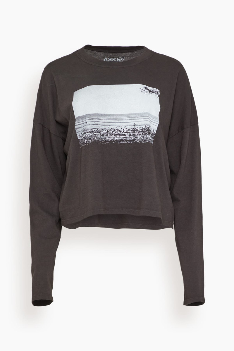 Cropped Long Sleeve Printed Tee in Heidi 1