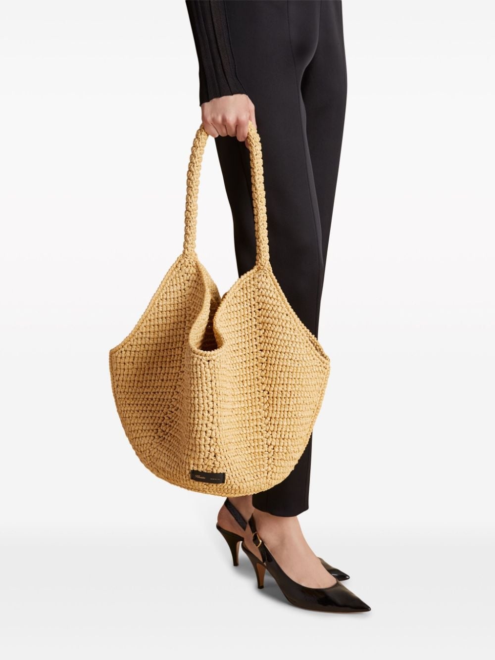 medium Lotus raffia tote bag - 2