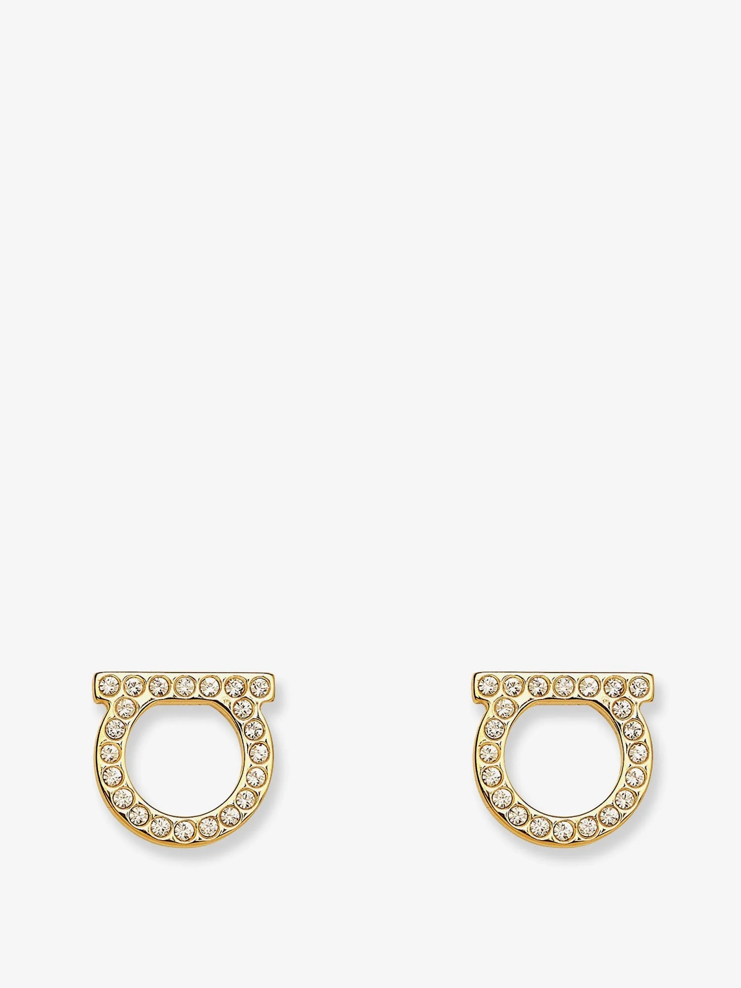 Ferragamo Gancini Crystals Brass Earrings - 1