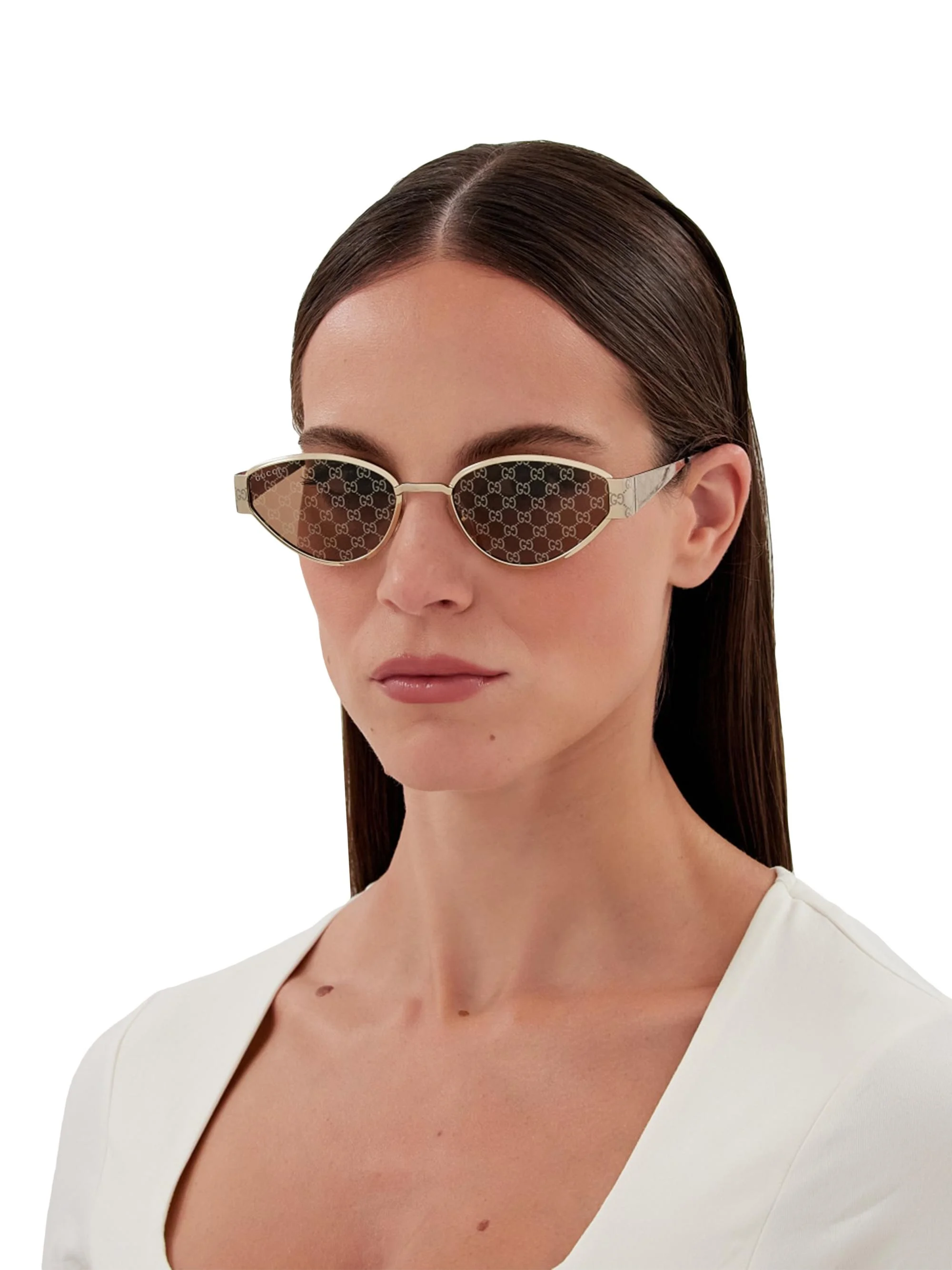 Women's Guccissima 55MM Geometric Sunglasses - Gold Brown - 1