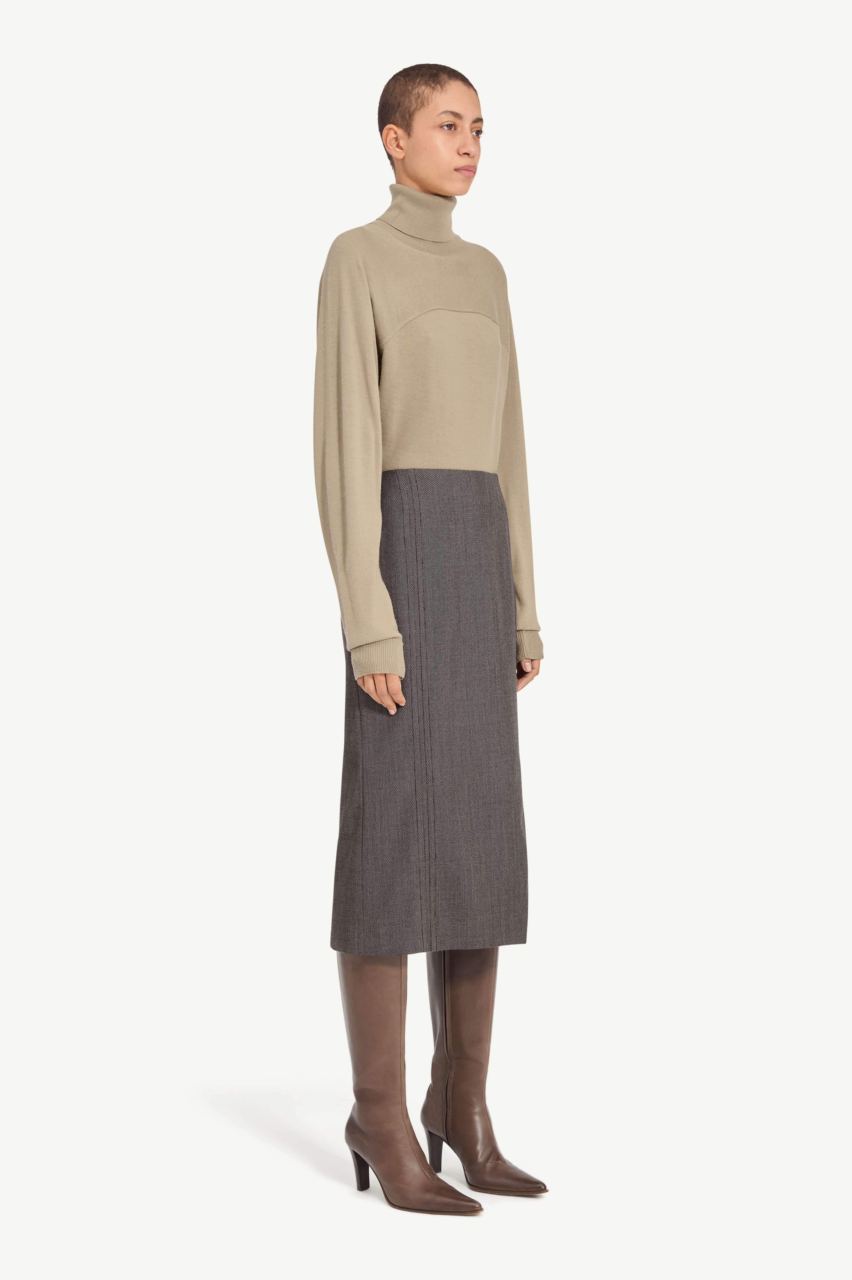Light tweed midi skirt - 3