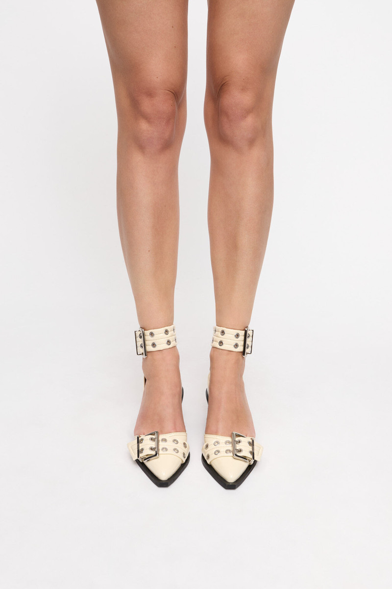 IVORY FEMININE BUCKLE OPEN CUT PUMPS 4