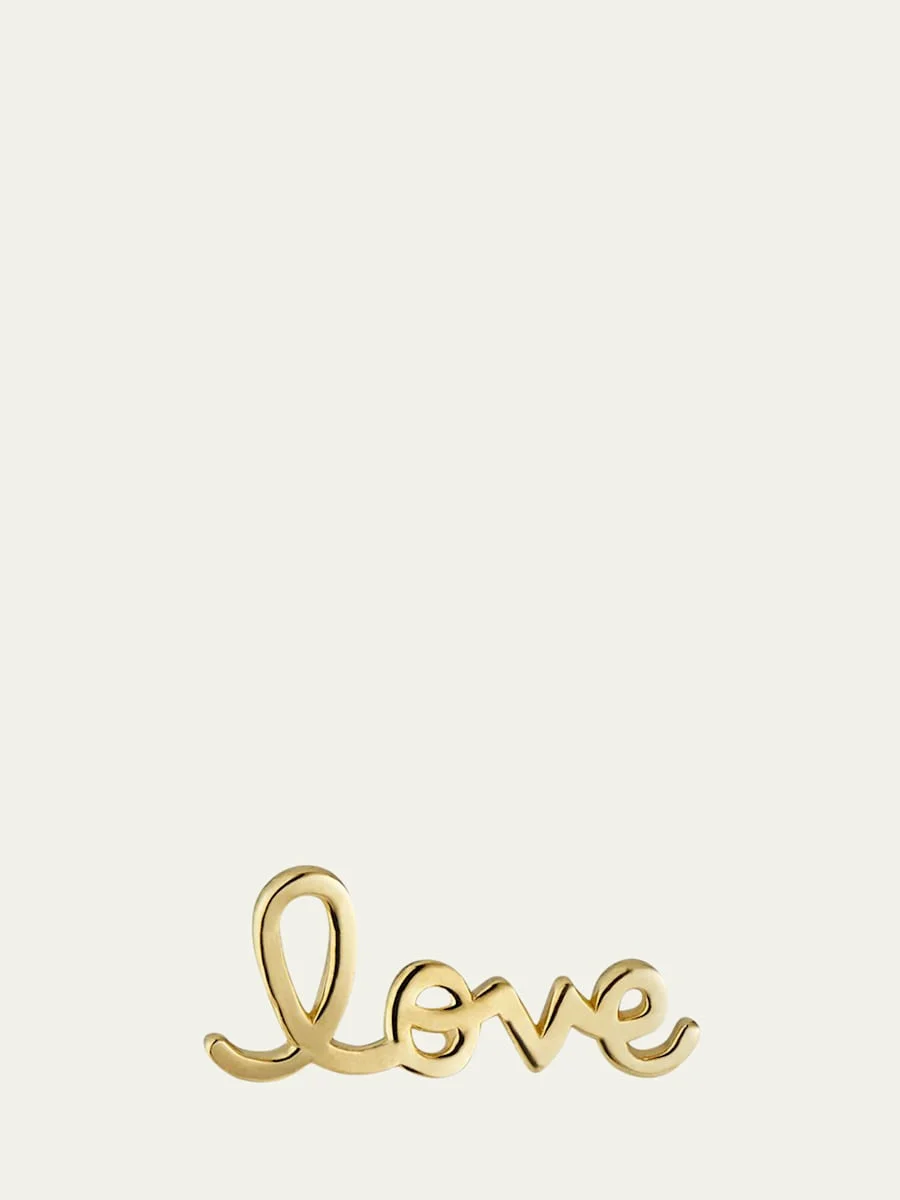 14k Love Script Earring, Single - 1