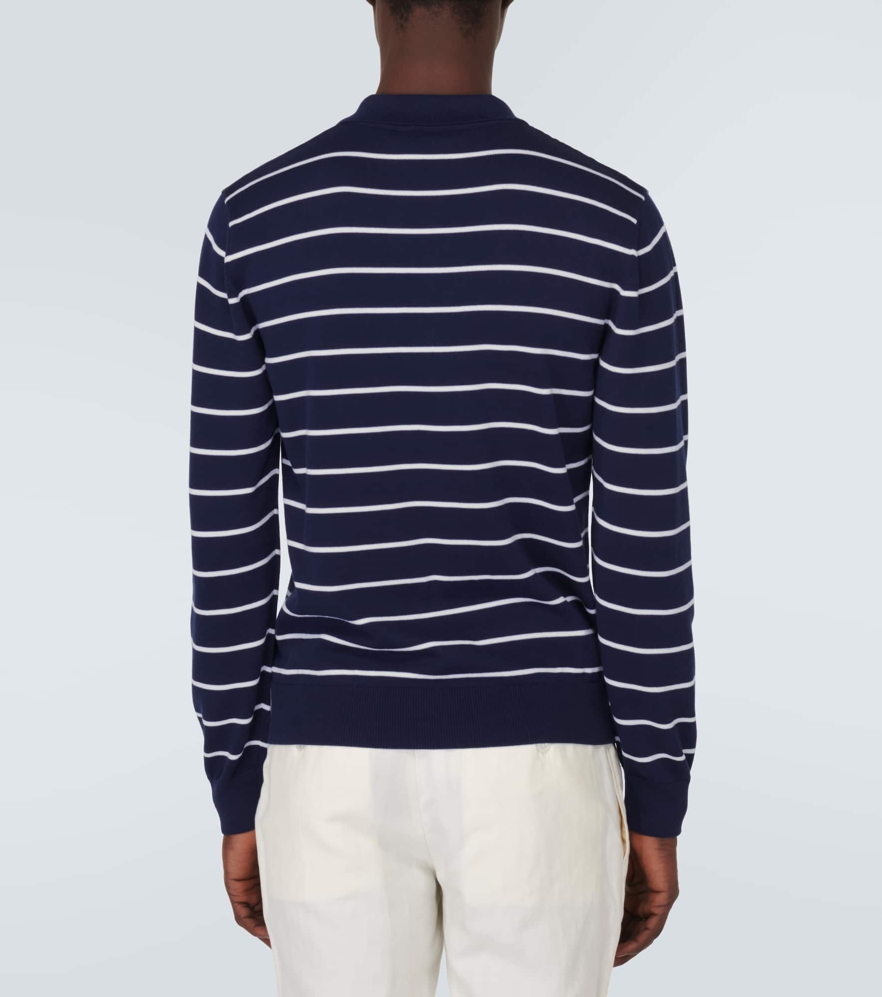 Striped cotton piqué polo shirt - 4