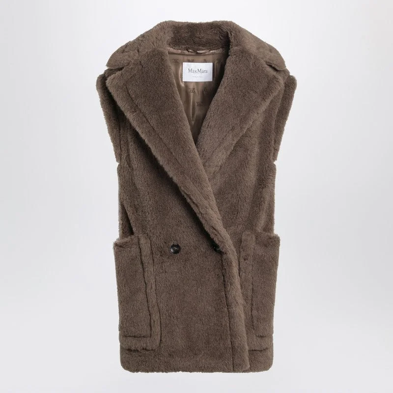 Max Mara Brown Teddy Gilet In Alpaca And Wool Women - 1