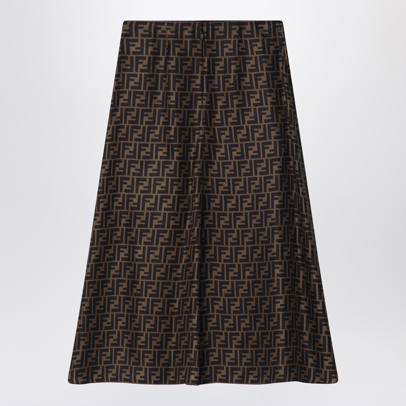 スカート FENDI Skirt in brown FF silk twill Fendi Skirt In Brown Ff Silk Twill | ModeSens