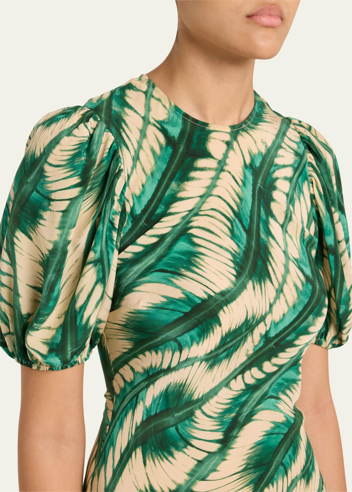 Ines Puff-Sleeve Midi Dress - 5