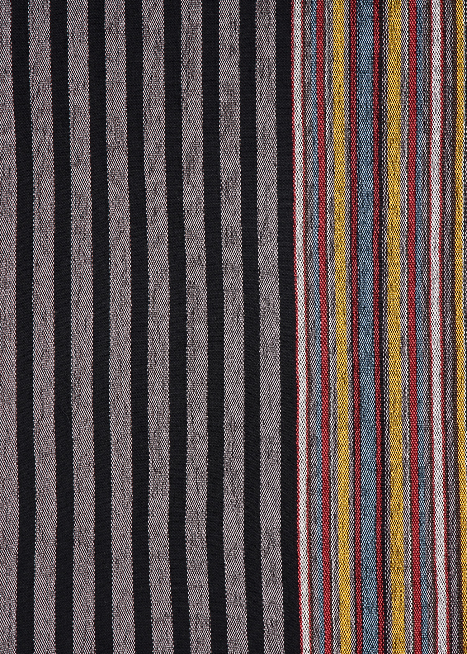 Black Viscose-Wool 'Signature Stripe' Edge Scarf - 3