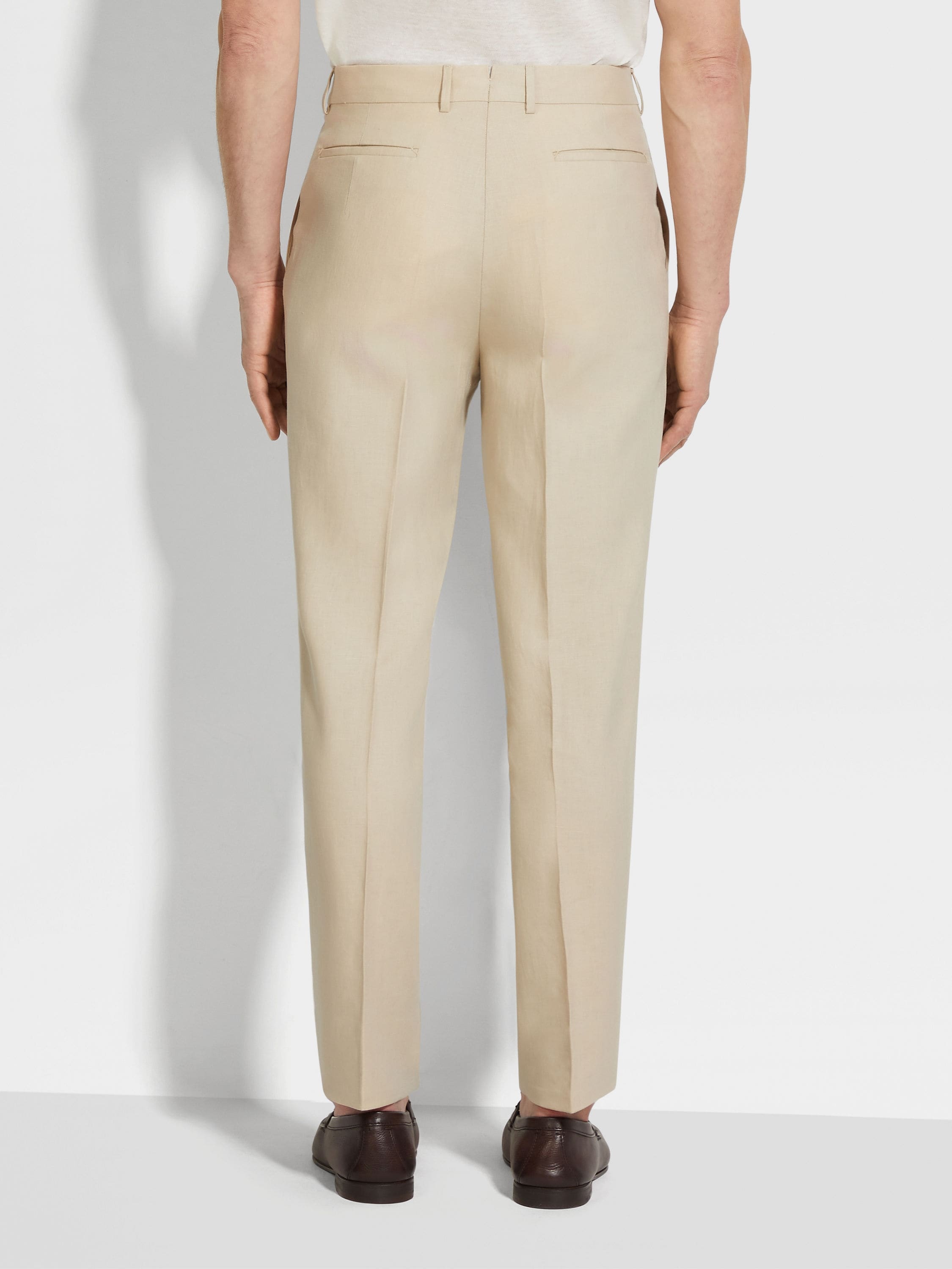 LIGHT BEIGE OASI LINO PANTS - 5