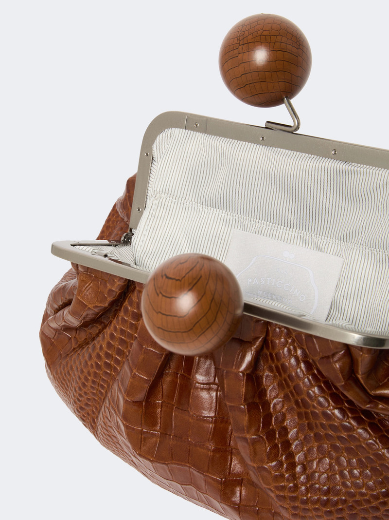 ALISSO Medium crocodile-print leather Pasticcino Bag - RED BROWN 5