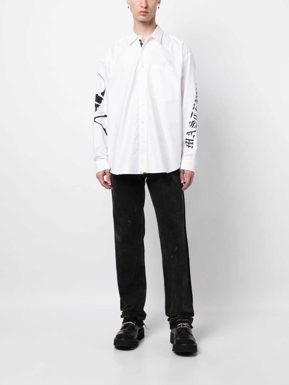 logo-print cotton shirt - 2