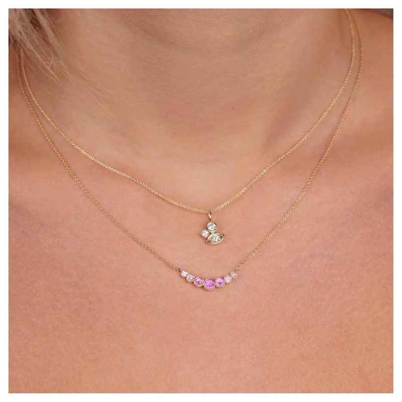 SYDNEY EVAN Pink Sapphire Bezel Curve Neckace outlook