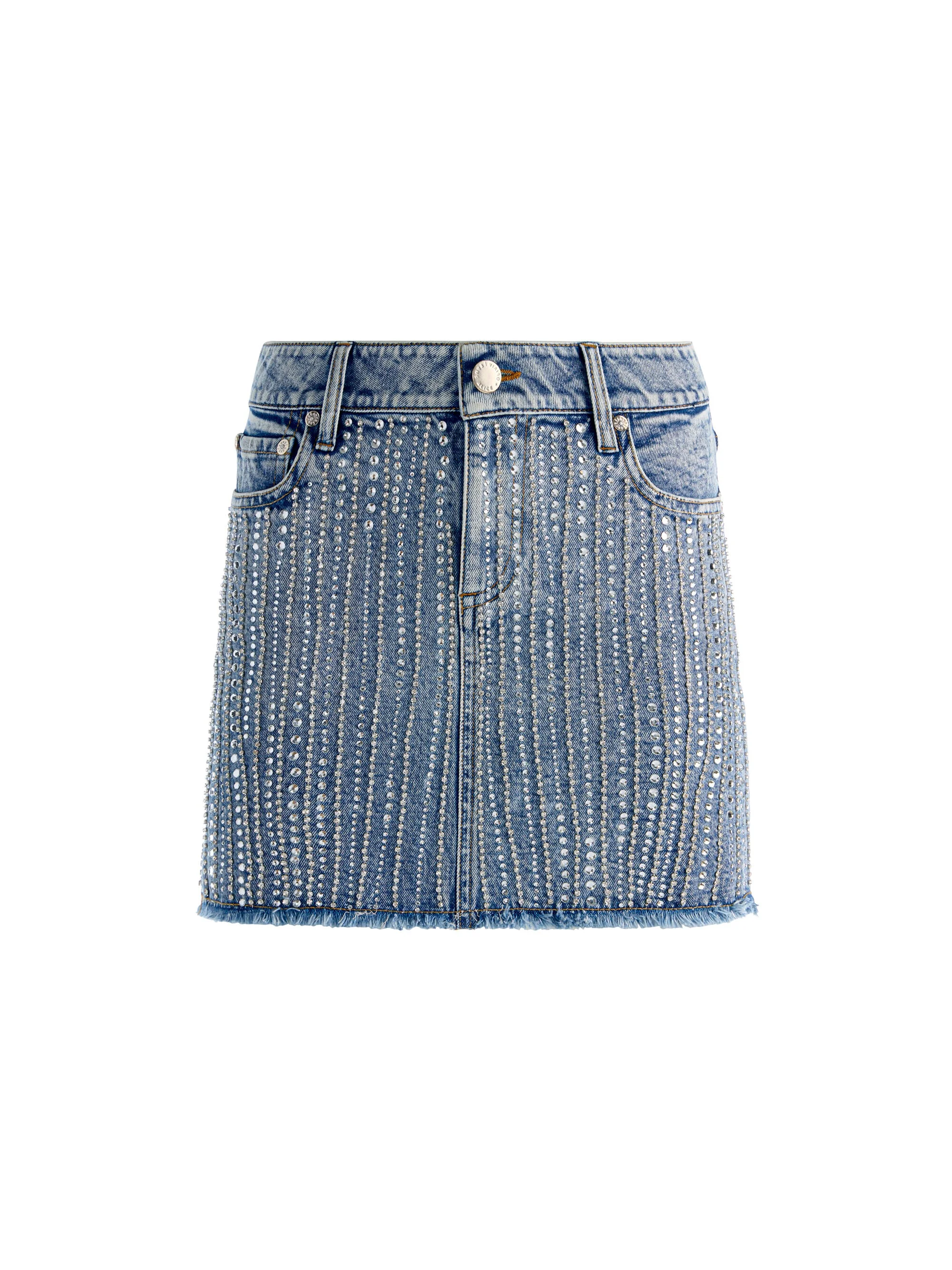 KIERA EMBELLISHED DENIM MINI SKIRT - 1
