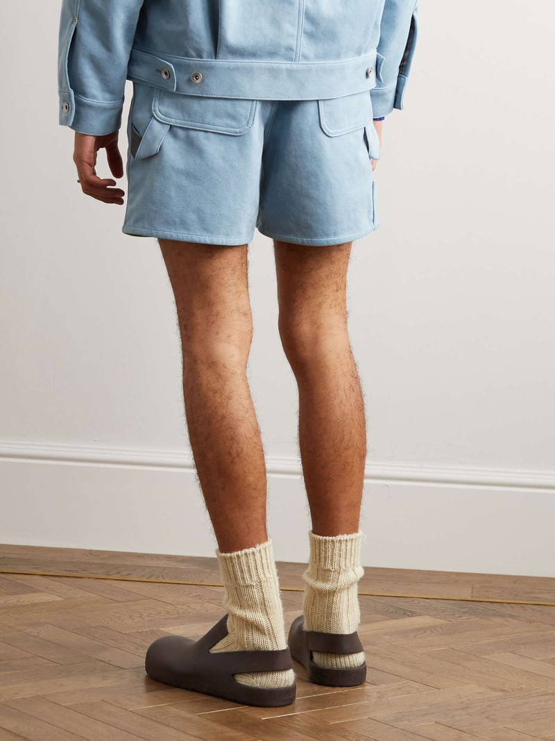 Straight-Leg Belted Faux Suede Shorts 4
