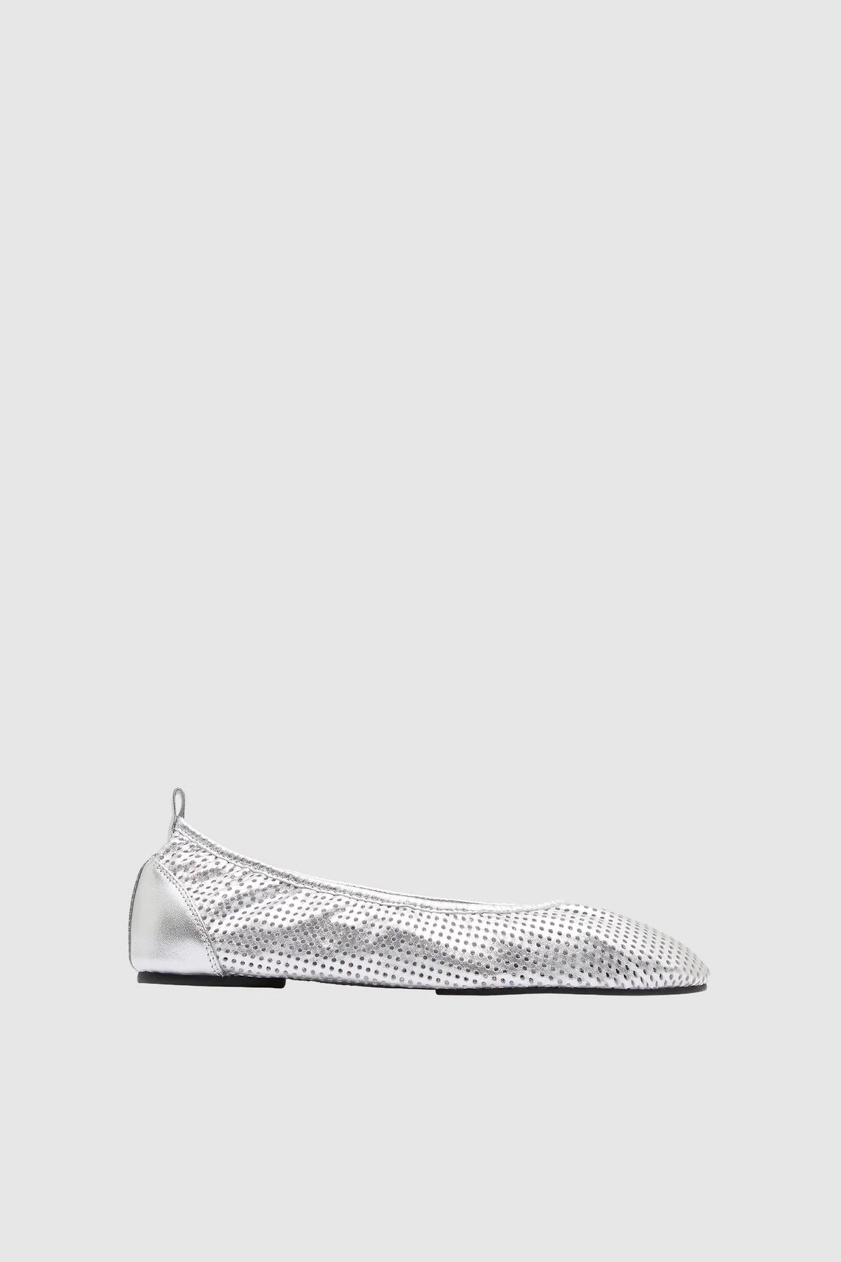 Minimal Perforated Ballet Flat - Silver - 1