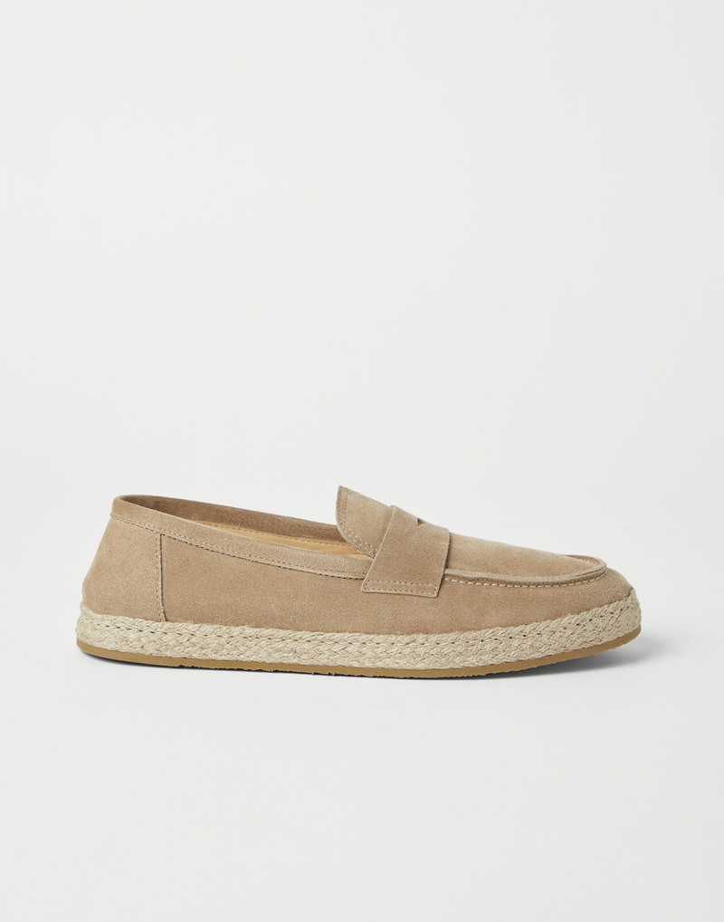 Suede loafer sneakers with rope insert 1
