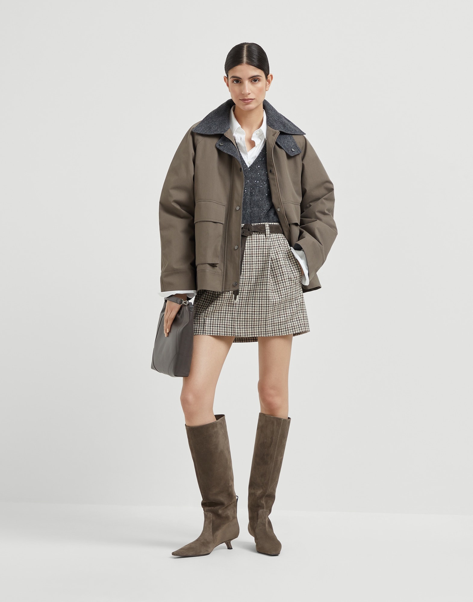 virgin wool checked flannel mini skirt - 4