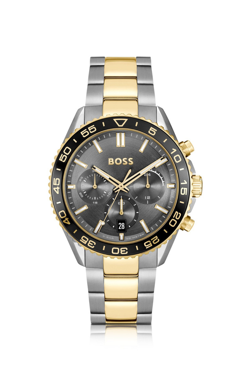 TWO-TONE LINK-BRACELET CHRONOGRAPH WATCH WITH GRAY DIAL - 1
