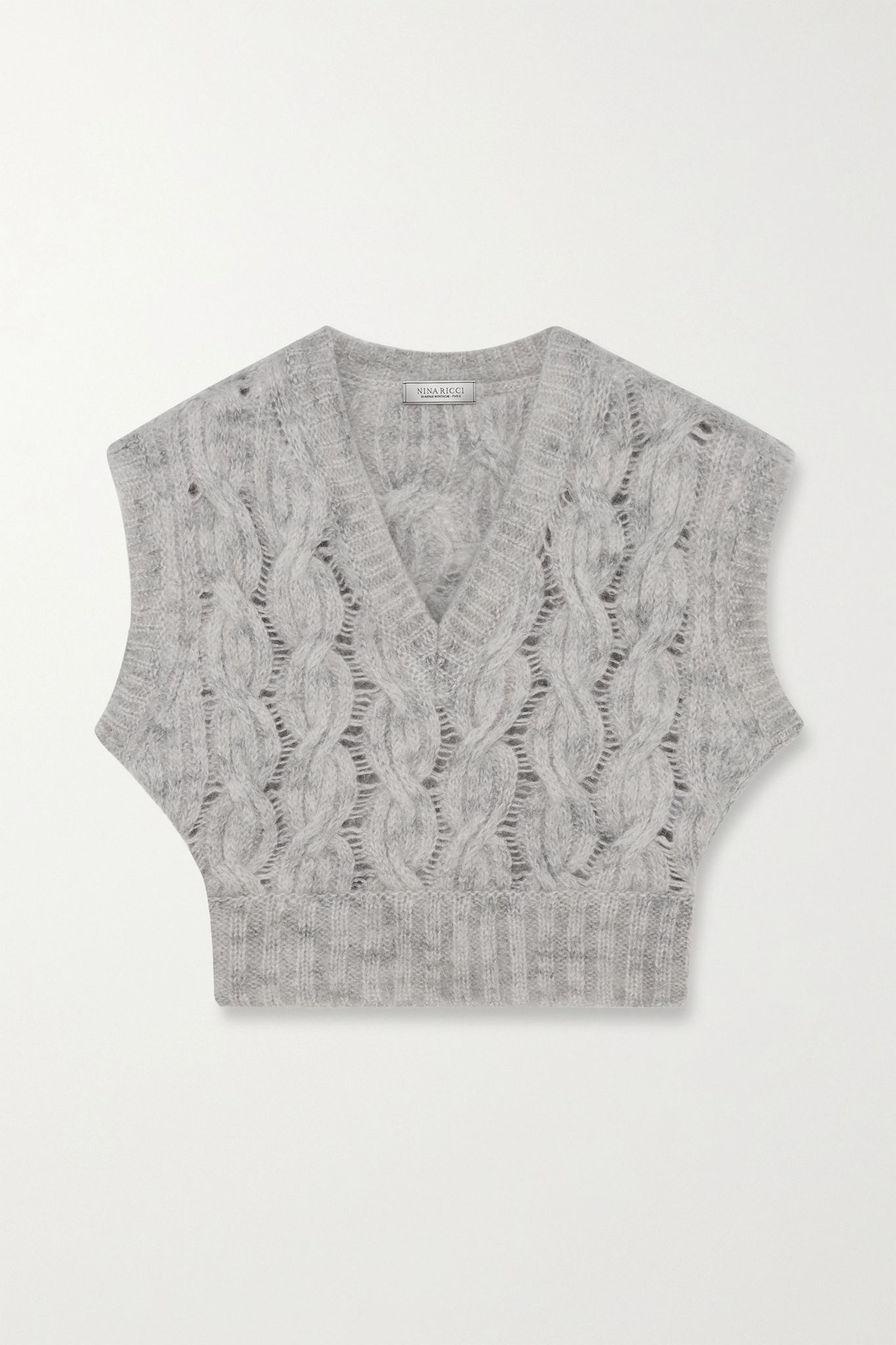 Cropped cable-knit mohair-blend vest - 1