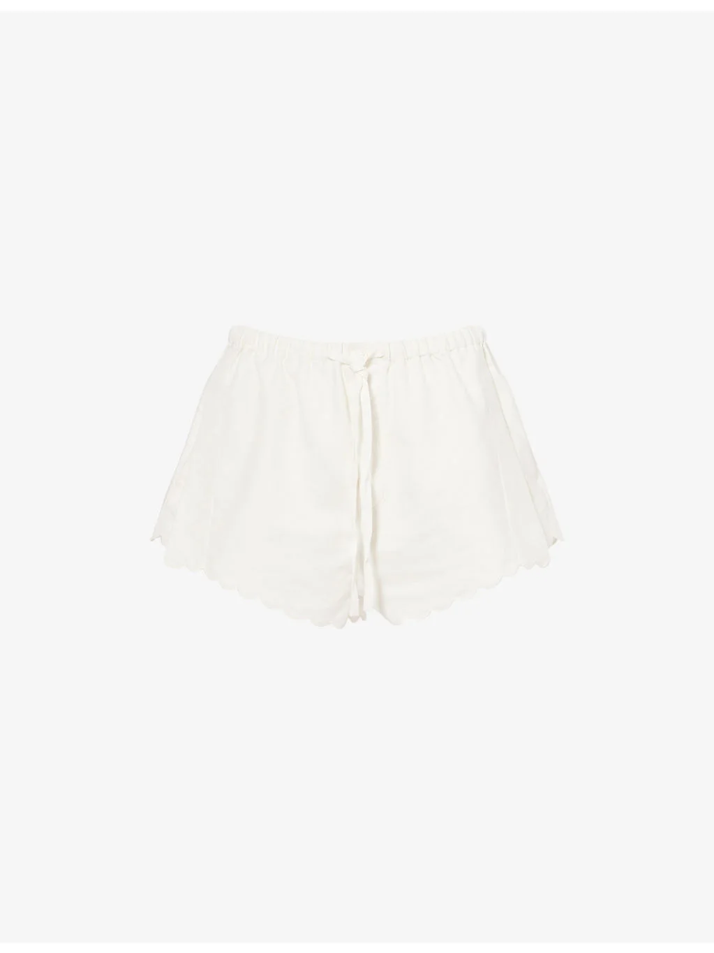 Embroidered Scallop-Hem Linen and Cotton-Blend Shorts - 1