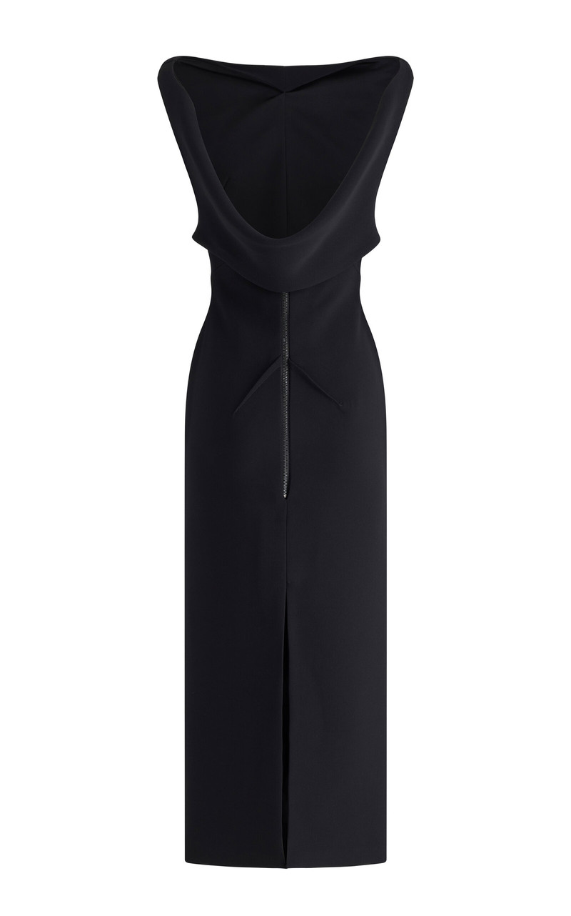 Fervor Linen-Silk Blend Midi Dress black 2