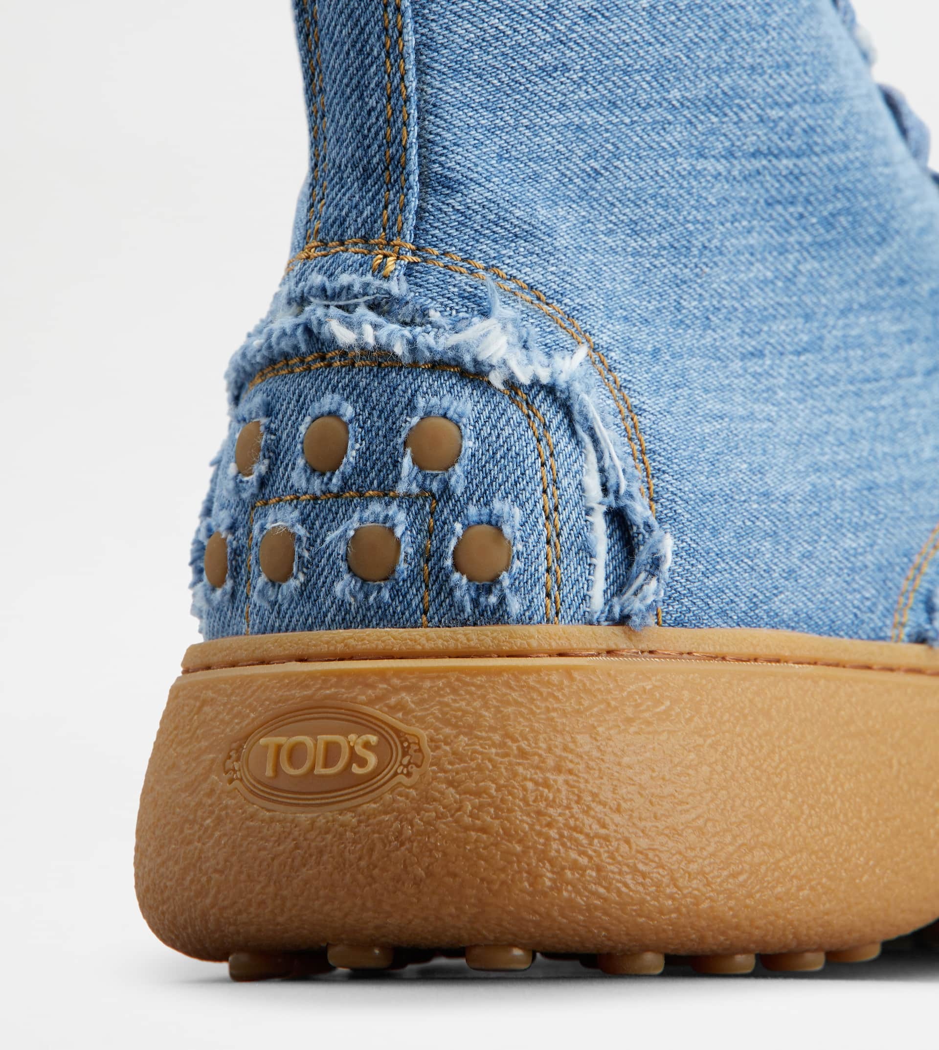 TOD'S W. G. LACE-UP ANKLE BOOTS IN DENIM - LIGHT BLUE - 5