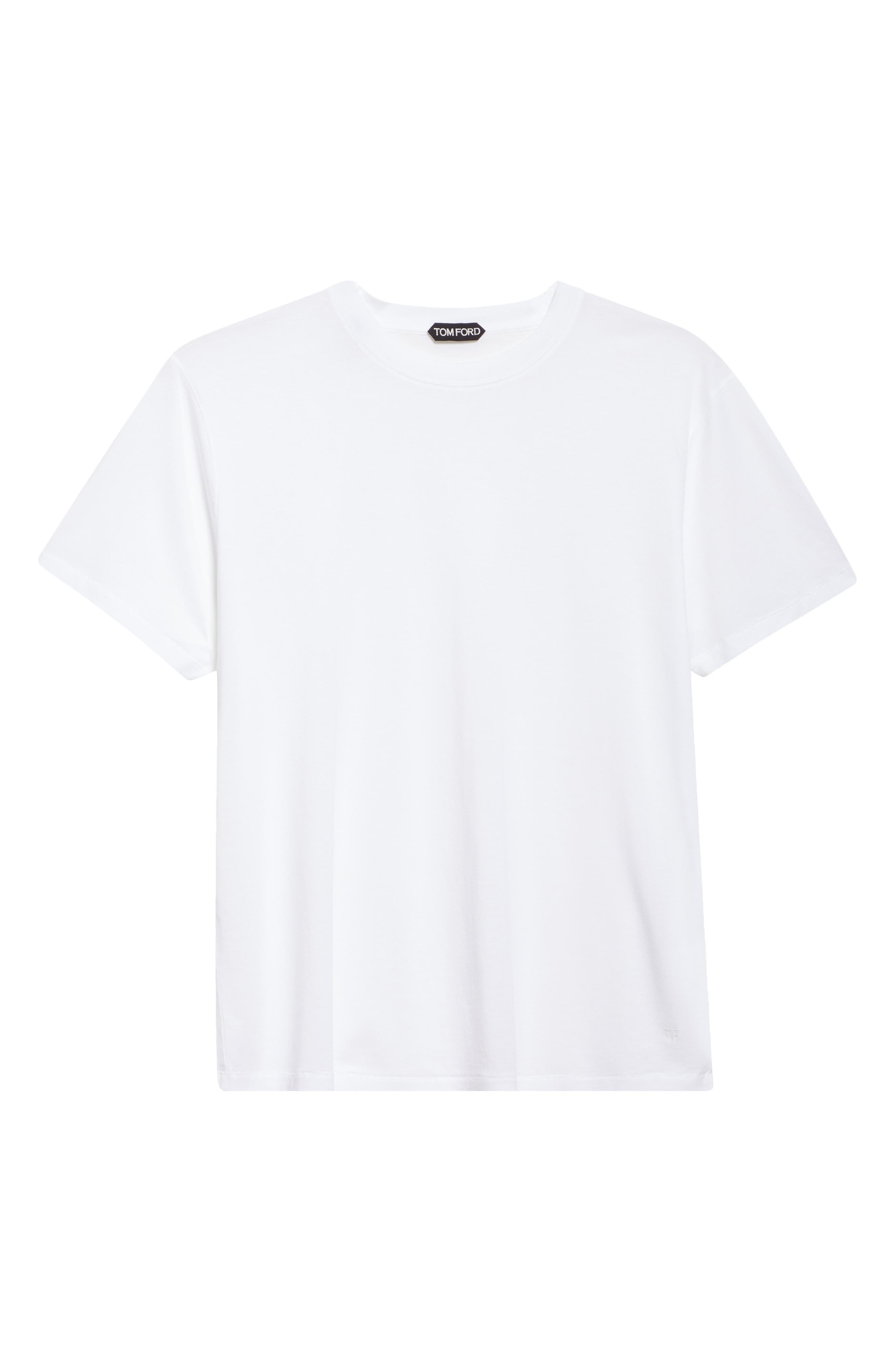 TOM FORD Short Sleeve Crewneck T-Shirt in Chalk at Nordstrom - 1
