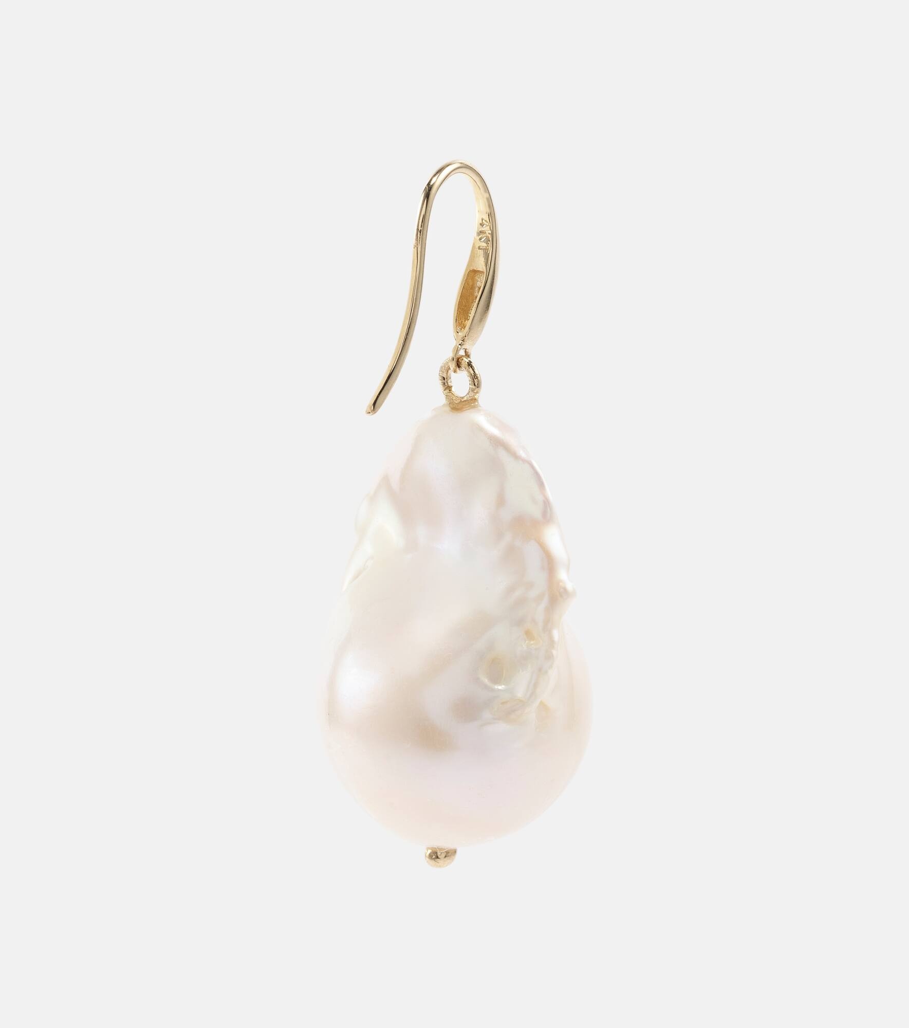 14kt gold drop earrings with baroque pearls - 7