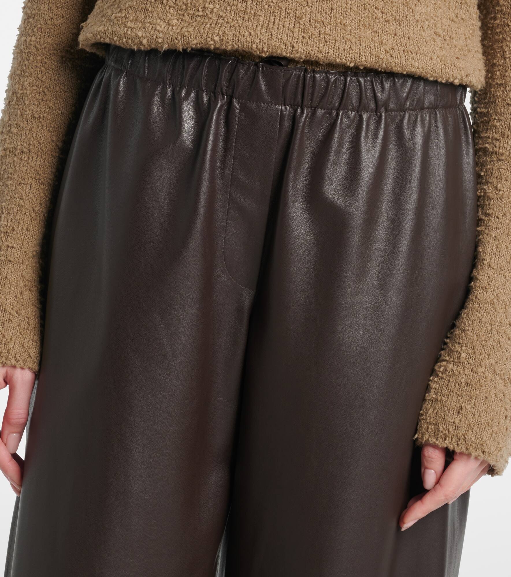 Yani mid-rise leather wide-leg pants - 4