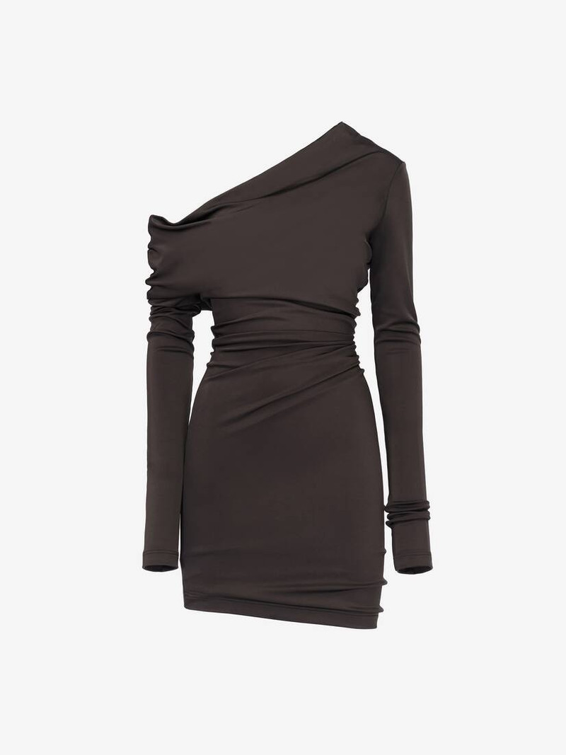 Alexander McQueen Women's Asymmetric Mini Dress in Ebony outlook
