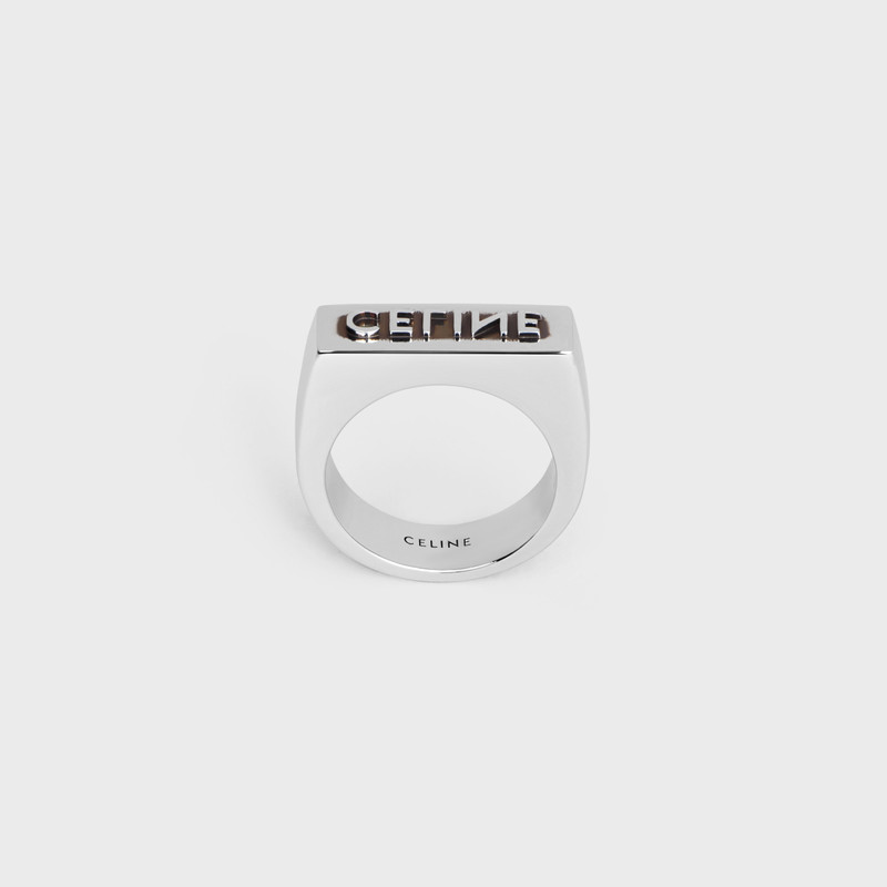 Celine Monochroms Stamp Ring in Brass with Rhodium Finish 1