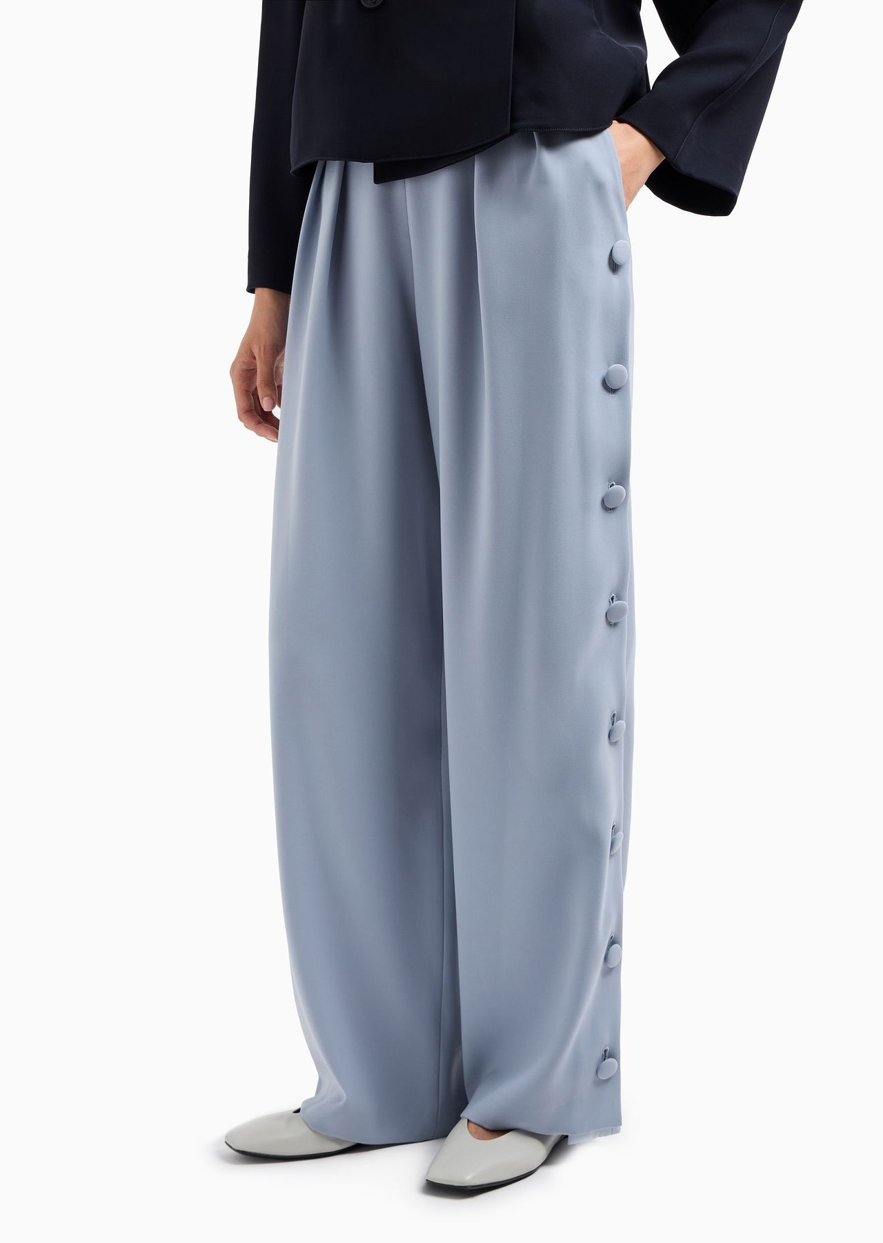 Technical cady trousers with darts and side buttons - 2