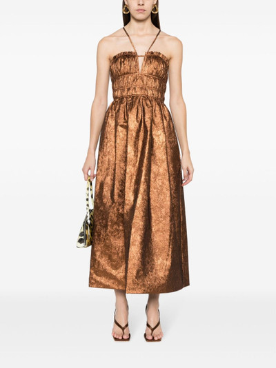 ULLA JOHNSON Seraphina halterneck taffeta midi dress outlook