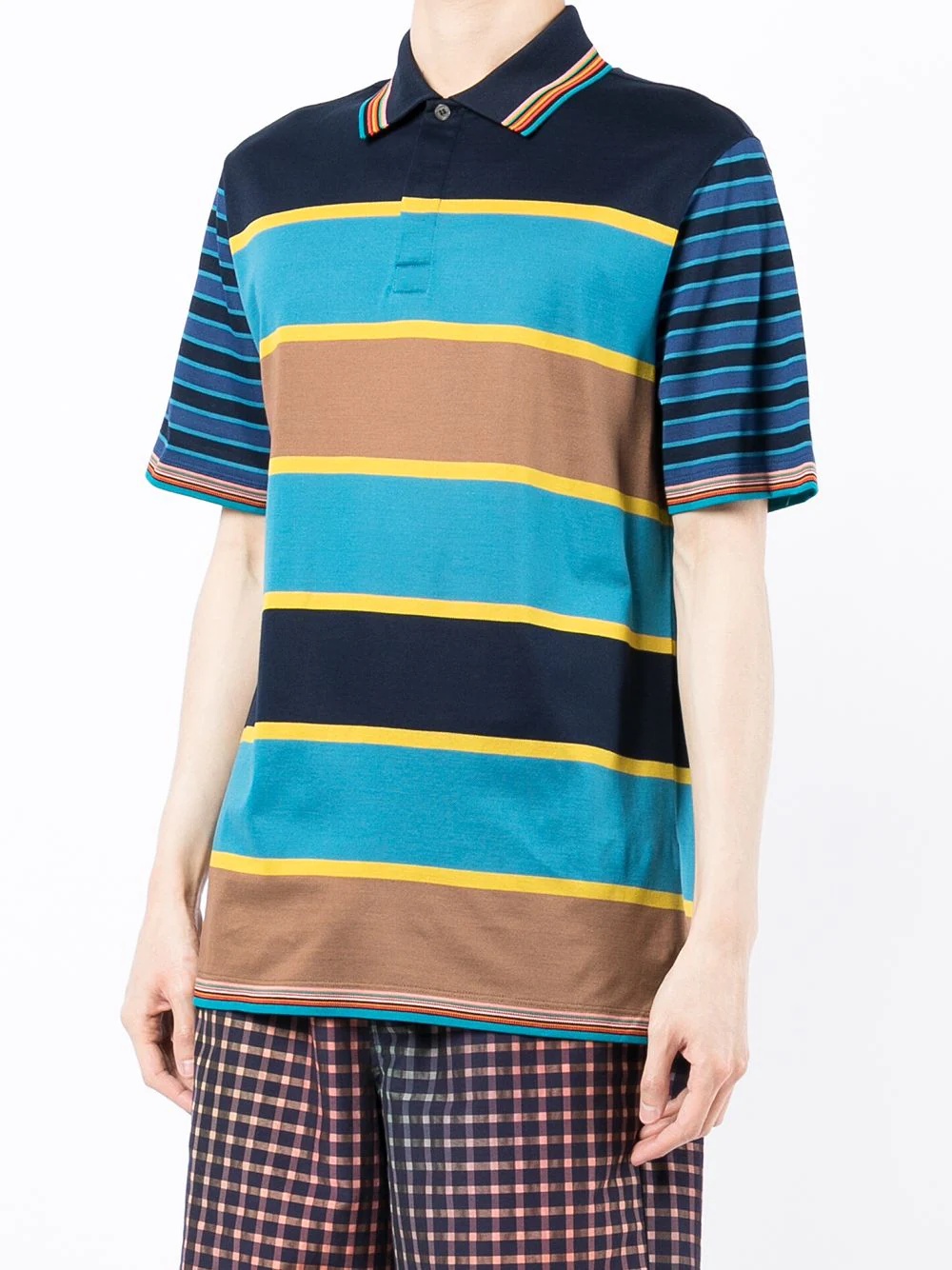 striped short-sleeved polo shirt - 3