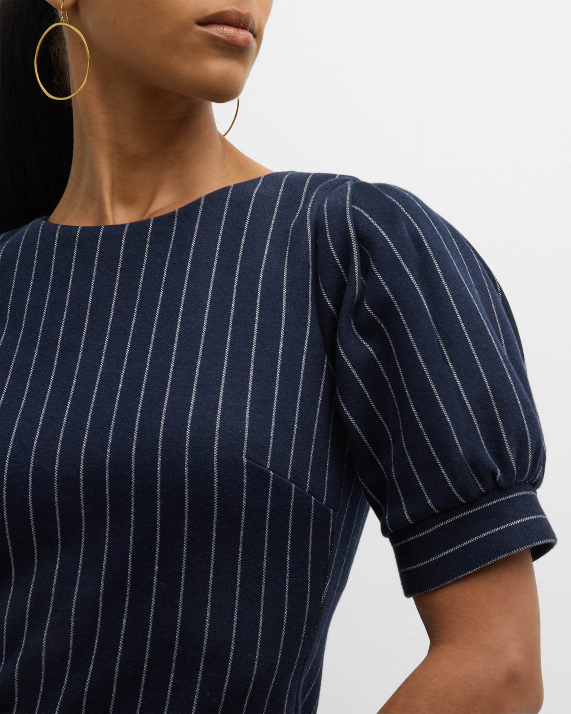 Tunica Striped Puff-Sleeve Midi Dress - 6