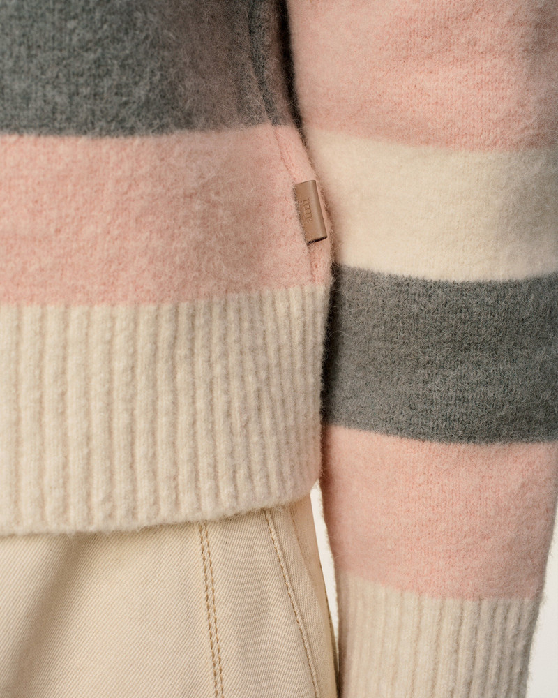 GREY ALPACA STRIPED CREWNECK SWEATER 4