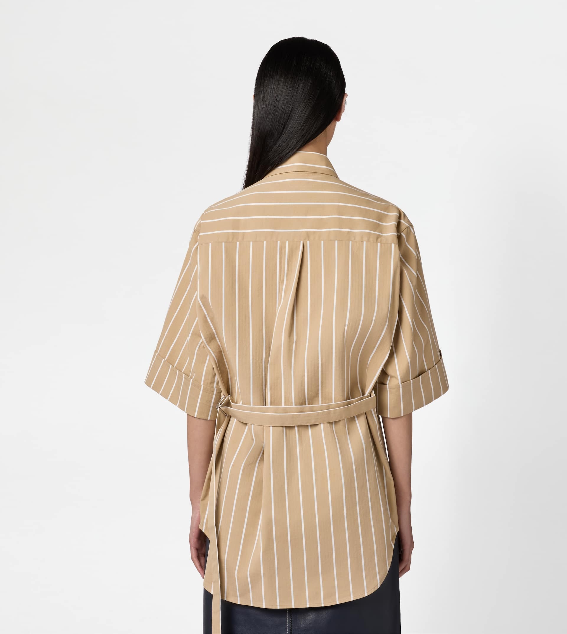 SHIRT IN COTTON - BEIGE, WHITE - 4