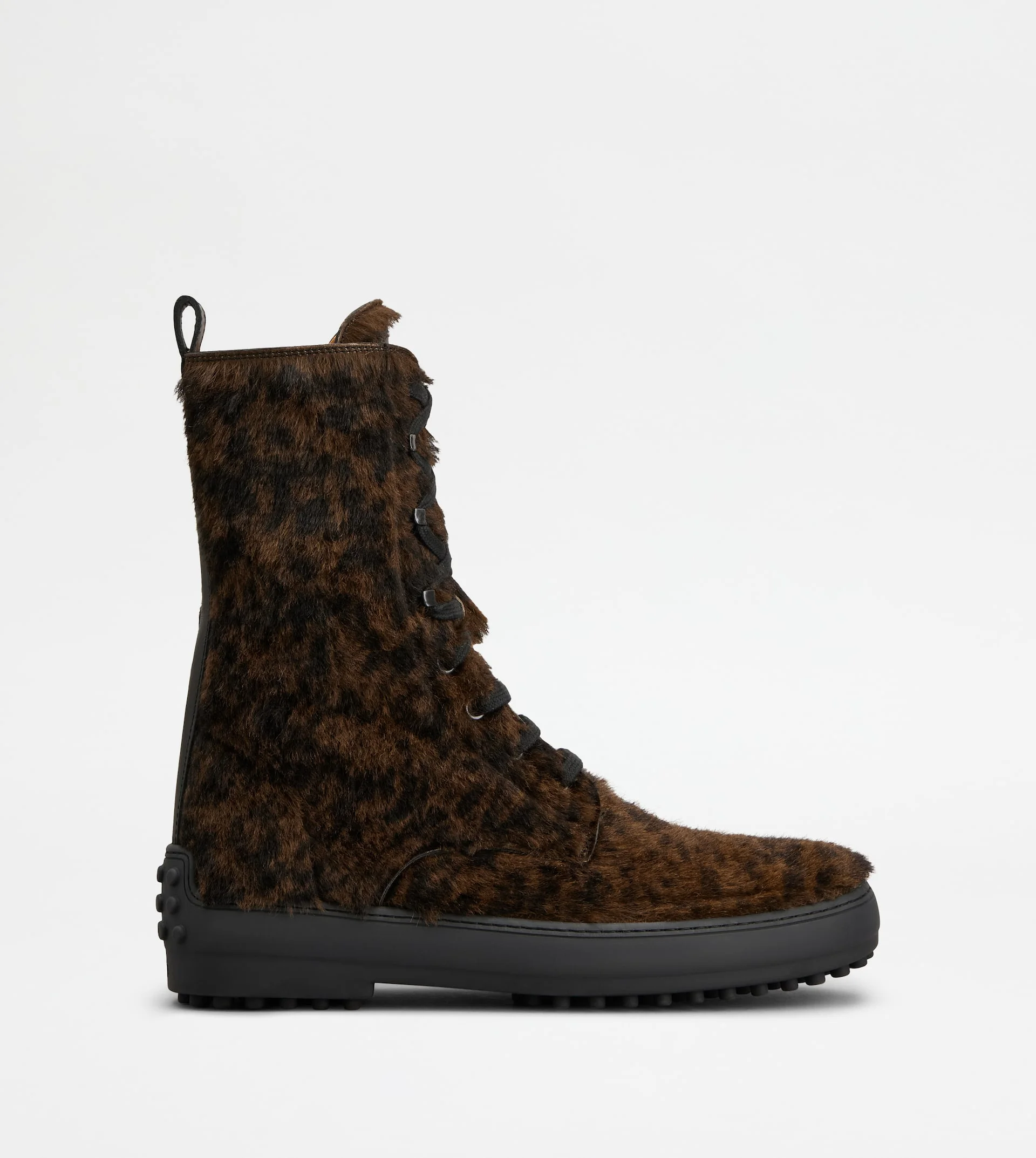 WINTER GOMMINO ANKLE BOOTS IN PONY EFFECT LEATHER - BLACK, BROWN - 1