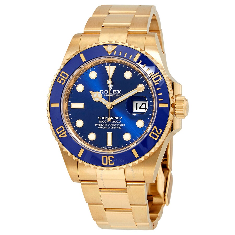 ROLEX Rolex Submariner Blue Dial 18K Yellow Gold Oyster Bracelet Automatic Men s Watch 126618LBBLSO jomashop REVERSIBLE