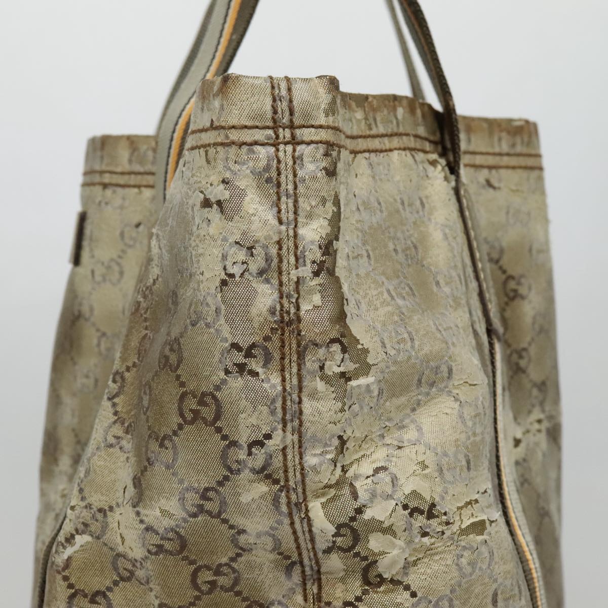 GUCCI GG Canvas Sherry Line Tote Bag Coated Canvas Gold Orange - 8