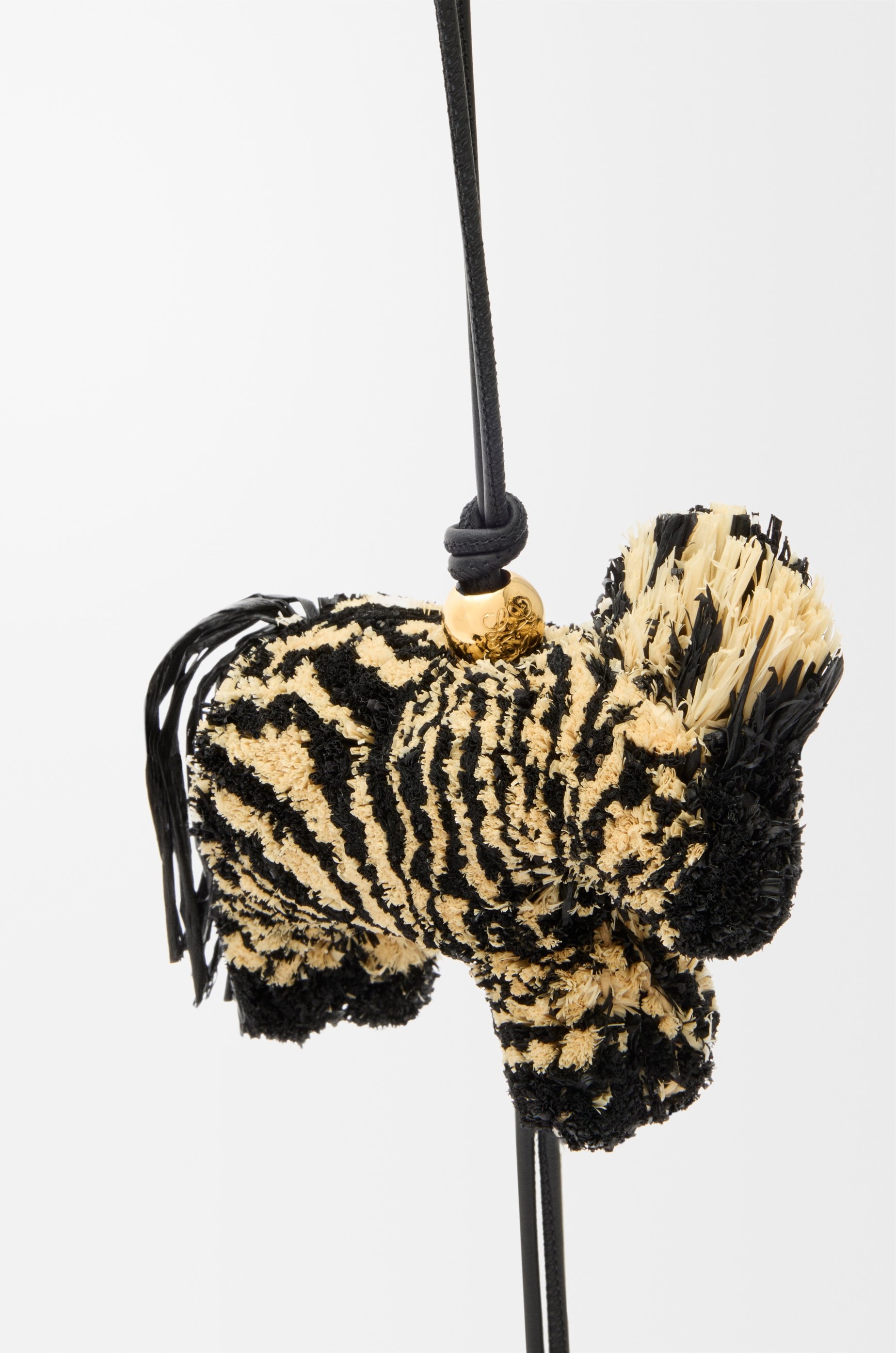 Zebra charm in raffia and calfskin - 2