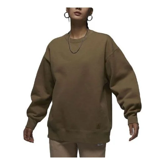 (WMNS) Air Jordan Flight Fleece Crewneck Sweatshirt 'Olive Brown' FB5117-395 - 1