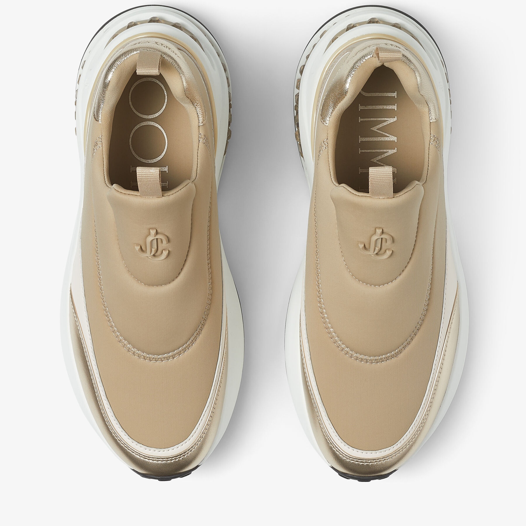 Memphis/F
Stone Neoprene and Champagne Leather Low-Top Trainers - 6