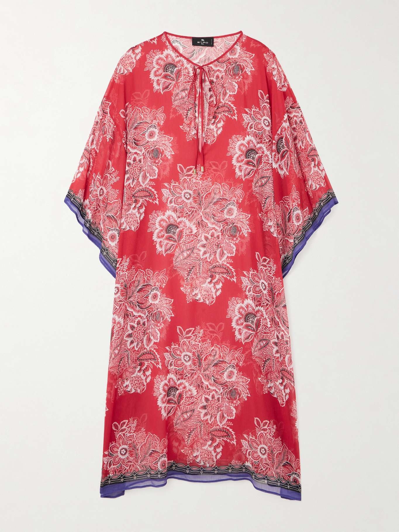 Floral-print crepon kaftan - 1