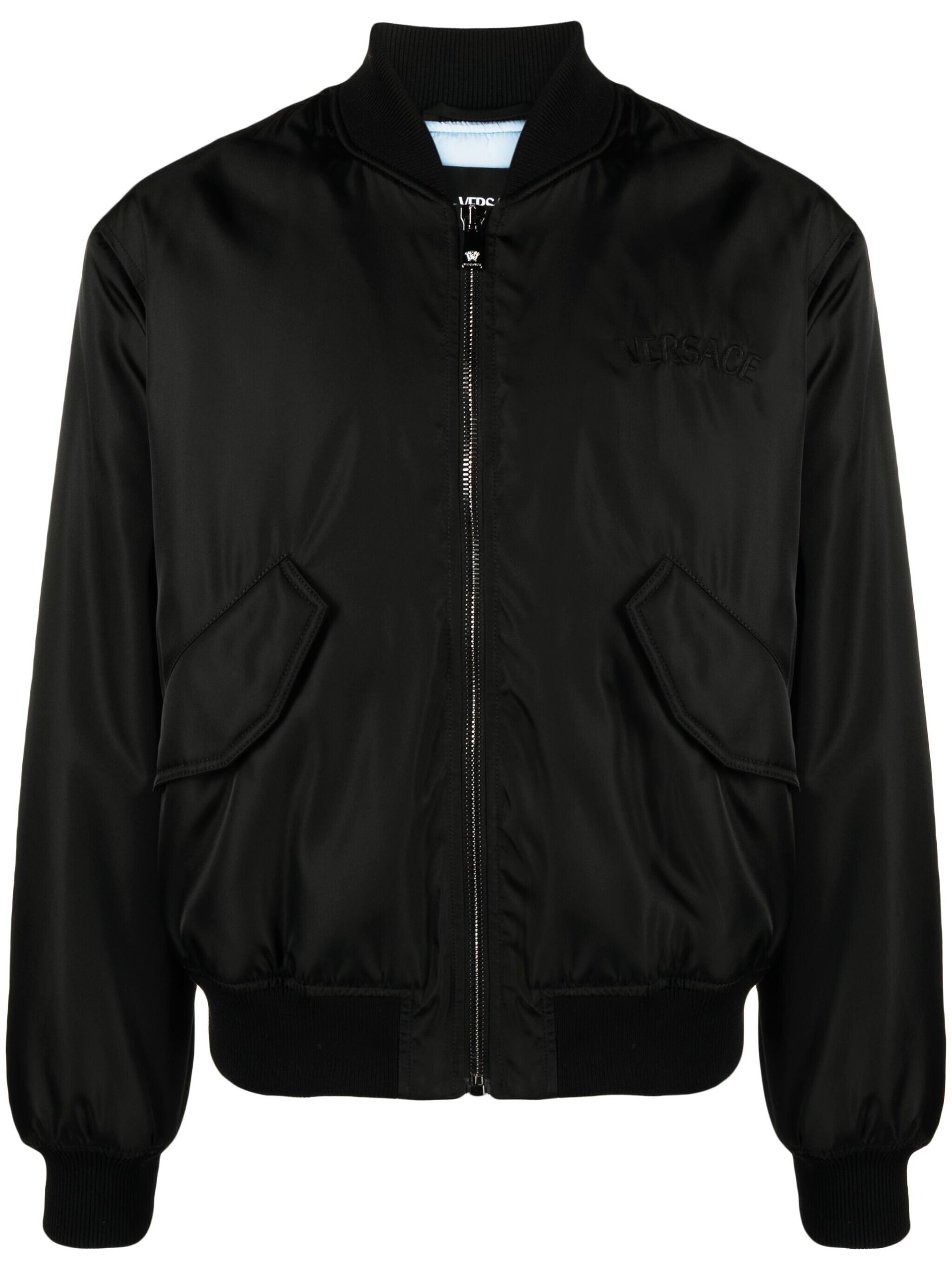 Black Logo-Embroidered Bomber Jacket - 1