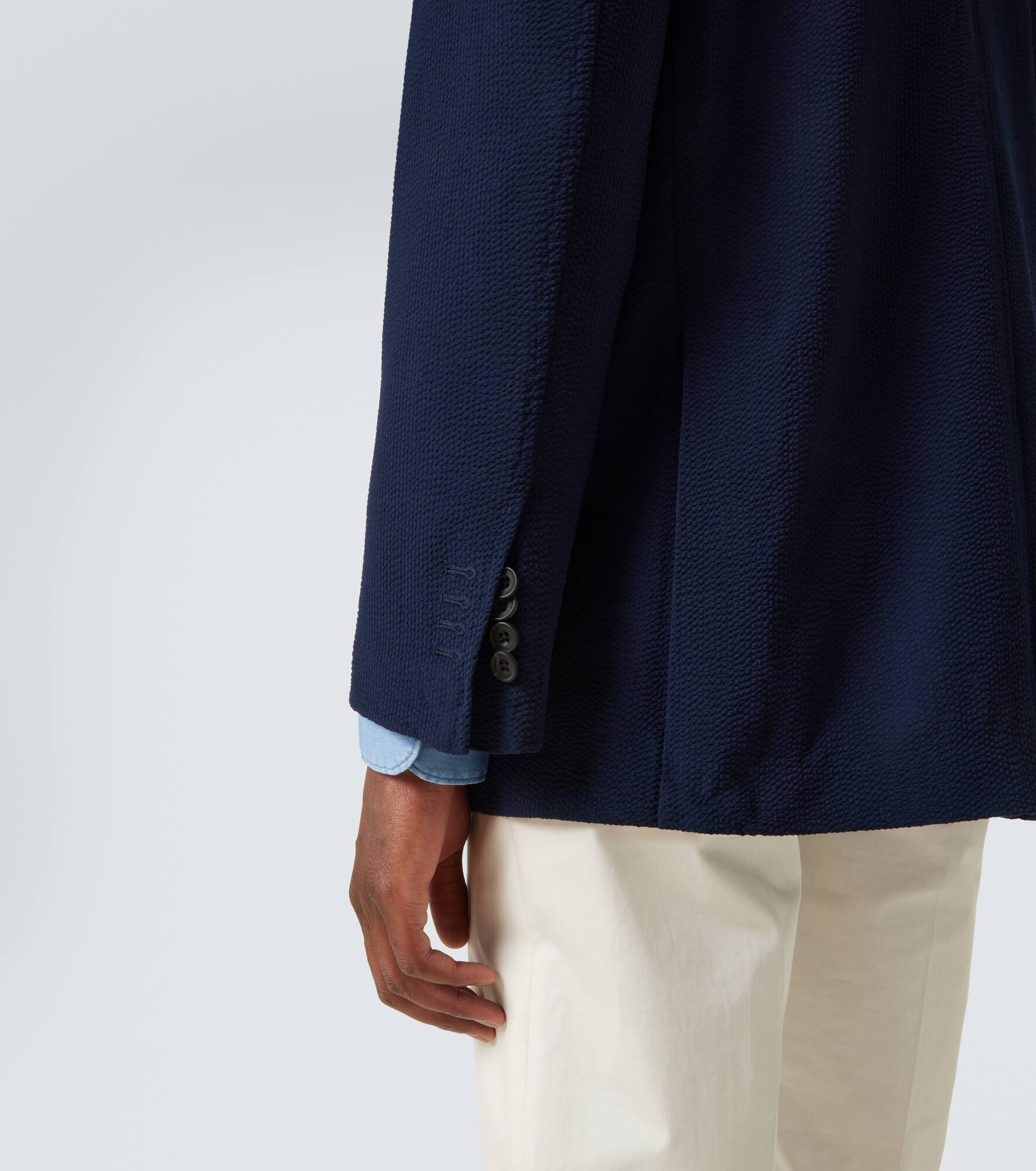 Striped single-breasted wool blazer - 6