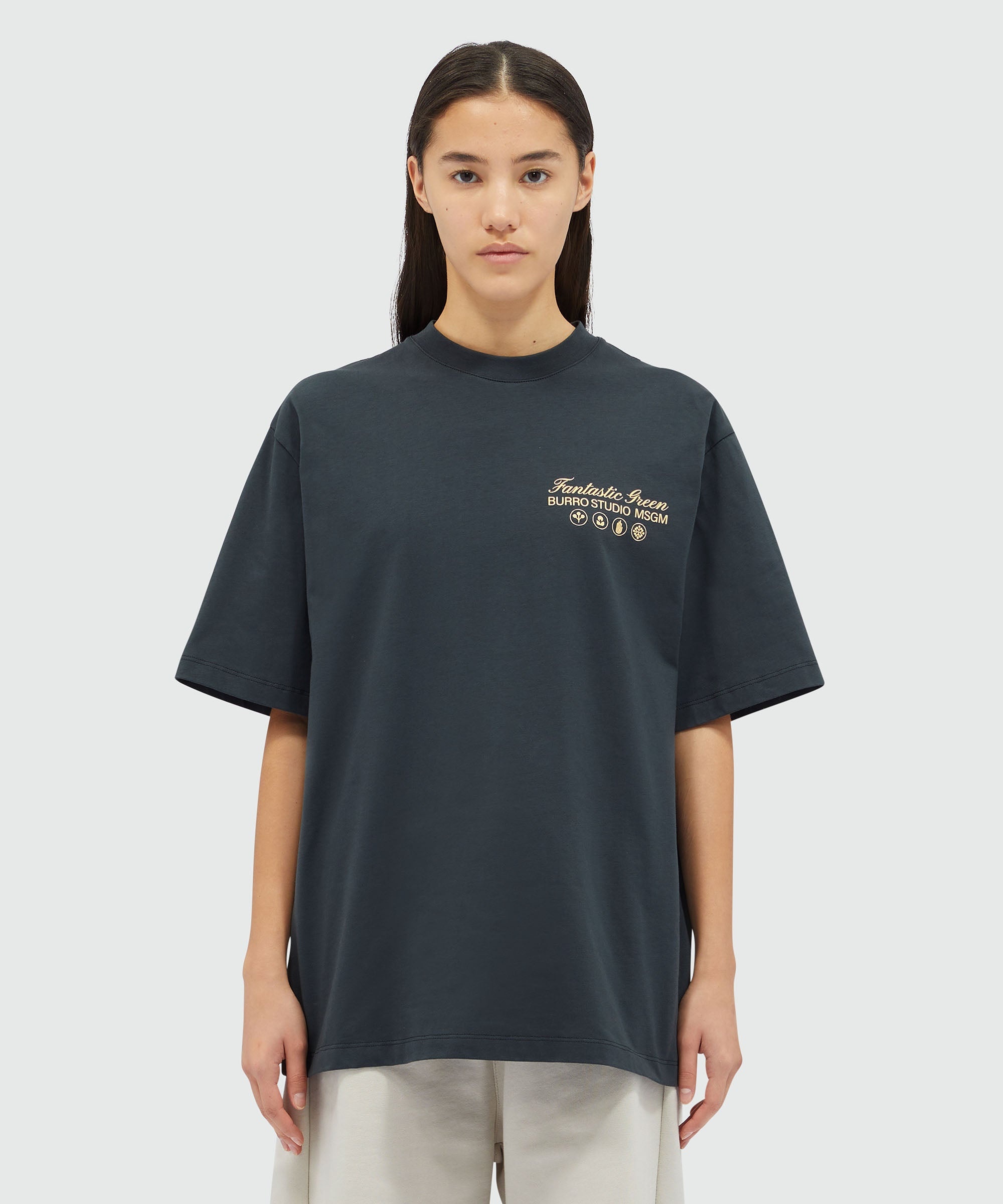Organic cotton "Fantastic Green Burro Studio" navy blue T-shirt - 6